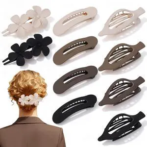 10 Pcs Flat Hair Clips for Women, 3 Styles Matte No Bump Claw Clips for Driving & Lying Down, French Rectangle Hair Barrettes & Flower Pins, Strong Hold Non-Slip Hair Accessories for Thick Thin Hair 10 Pcs Flat Hair Clips for Women, 3 Styles Matte No Bump Claw Clips for Driving & Lying Down, French Rectangle Hair Barrettes & Flower Pins, Strong Hold Non-Slip Hair Accessories for Thick Thin Hair
