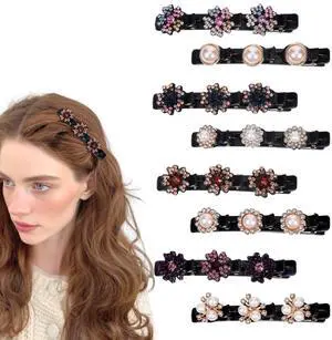 8 Pcs Sparkling Crystal Stone Braided Hair Clips for Women, Pearl Hairpin with 3 Small Duckbill Hair Clips, Hair Accessories for Thin & Thick Hair(Floral & Pearl Set) 8 Pcs Sparkling Crystal Stone Braided Hair Clips for Women, Pearl Hairpin with 3 Small Duckbill Hair Clips, Hair Accessories for Thin & Thick Hair(Floral & Pearl Set)