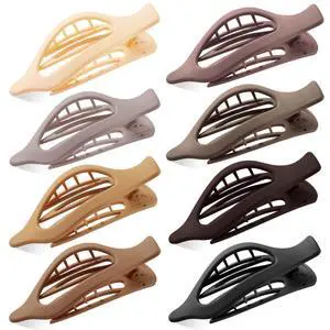 Flat Hair Clips for Women, 8 Pack French Concord Claw Clips for Medium Curly Hair, Strong Hold No Slip Grip Hair Claw Clips,mother's day gifts, Neutral Colors D Flat Hair Clips for Women, 8 Pack French Concord Claw Clips for Medium Curly Hair, Strong Hold No Slip Grip Hair Claw Clips,mother's day gifts, Neutral Colors D