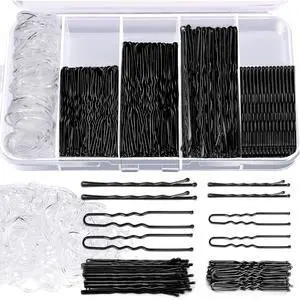 300PCS Bobby Pins Set, Black Bobby Pins, Hair Pins, U Pins for Buns, Hair Pin Kit with Clear Hair Bands & Storage Box for Women Hair Styling 300PCS Bobby Pins Set, Black Bobby Pins, Hair Pins, U Pins for Buns, Hair Pin Kit with Clear Hair Bands & Storage Box for Women Hair Styling