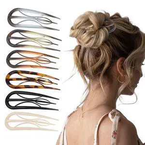 French Hair Pins Set - Wavy U Shaped Tortoise Shell Retro Fork Hair Clips with 3 Internal Teeth, Ideal for Thin & Thick Hair Buns & Twist HairstylesWomen French Hair Pins Set - Wavy U Shaped Tortoise Shell Retro Fork Hair Clips with 3 Internal Teeth, Ideal for Thin & Thick Hair Buns & Twist HairstylesWomen