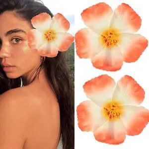 Plumeria Hair Clips Galsang Flower Barrettes for Beach Party(Orange), 1 Count (Pack of 1) Plumeria Hair Clips Galsang Flower Barrettes for Beach Party(Orange), 1 Count (Pack of 1)