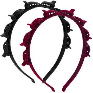 2 Pack Clip Headband Hairclip Headband Bangs Hairpin Braided Toothed Hairband 90s Curly Hair Accessories for Women Girls Black and Wine Red 2 Pack Clip Headband Hairclip Headband Bangs Hairpin Braided Toothed Hairband 90s Curly Hair Accessories for Women Girls Black and Wine Red