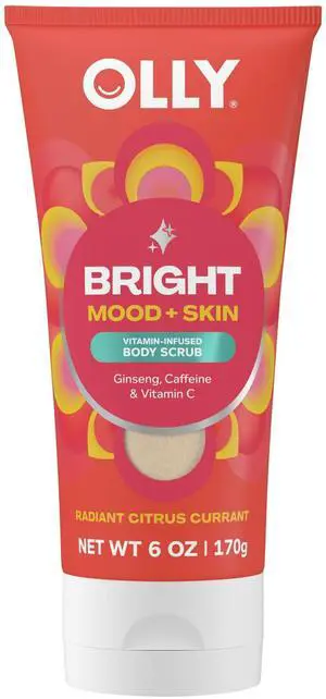 Bright Body Scrub with Ginseng, Caffeine & Vitamin C Nourishing Cleanser for Skin Exfoliation, SkinBarrier Repair, Citrus Currant Scent, 6 oz Bright Body Scrub with Ginseng, Caffeine & Vitamin C Nourishing Cleanser for Skin Exfoliation, SkinBarrier Repair, Citrus Currant Scent, 6 oz