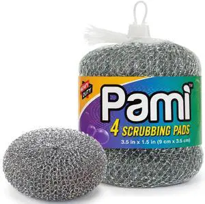 Heavy Duty Stainless Steel Sponge Scrubber Non-Scratch Metal Sponges Kitchen Metal Scratch Pads for Pots Pans Pack of 4 Heavy Duty Stainless Steel Sponge Scrubber Non-Scratch Metal Sponges Kitchen Metal Scratch Pads for Pots Pans Pack of 4