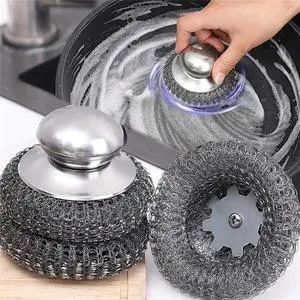 4pcs Steel Wool Scrubber with Replacement Wire Sponge Pads Set, Stainless Steel Scrubber with Handle for Scouring Stubborn Messes from Cast Iron, Pots, Pans, Grill, Stoves, Sink(2 Scrubber+2 Pads) 4pcs Steel Wool Scrubber with Replacement Wire Sponge Pads Set, Stainless Steel Scrubber with Handle for Scouring Stubborn Messes from Cast Iron, Pots, Pans, Grill, Stoves, Sink(2 Scrubber+2 Pads)