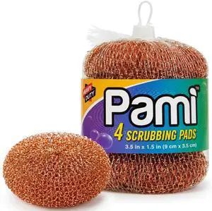 Heavy Duty Non Scratch Copper Scrubbers for Pots and Pans, Copper Wool Scrubber, Reusable Scouring Pads, Pack of 4 Heavy Duty Non Scratch Copper Scrubbers for Pots and Pans, Copper Wool Scrubber, Reusable Scouring Pads, Pack of 4
