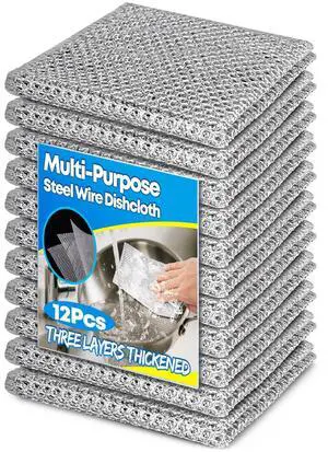 12 Pcs Multipurpose Wire Dishwashing Rag, 7.87" x 7.87" Non Scratch Wire Dishcloth, 3-Layer Steel Wool Wire Dishwashing Cloth Reusable Wire Cleaning Cloth for Cookware, Sinks, Dishes, Stove Tops 12 Pcs Multipurpose Wire Dishwashing Rag, 7.87" x 7.87" Non Scratch Wire Dishcloth, 3-Layer Steel Wool Wire Dishwashing Cloth Reusable Wire Cleaning Cloth for Cookware, Sinks, Dishes, Stove Tops