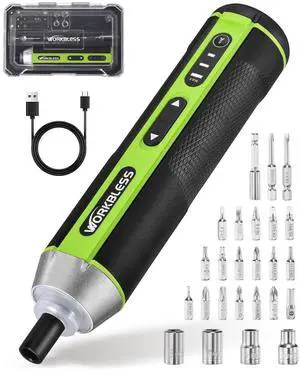Electric Screwdriver Set, 3.7V Cordless Screwdriver with 3 Torque Settings, 300RPM & 5N.m Max Torque, LED Light, USB-C Charging Cable with 26Pcs Accessory Kit for Furniture, DIY Electric Screwdriver Set, 3.7V Cordless Screwdriver with 3 Torque Settings, 300RPM & 5N.m Max Torque, LED Light, USB-C Charging Cable with 26Pcs Accessory Kit for Furniture, DIY