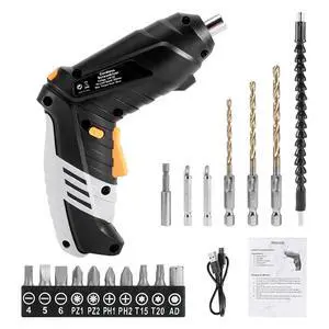 Cordless Electric Screwdriver Set, 3.6V 1300mAh Mini Power Screwdriver, USB Rechargeable Built-in LED Light & Flexible Shaft, 17pcs Hand Tool Kit for Small Repairs & DIY(black) Cordless Electric Screwdriver Set, 3.6V 1300mAh Mini Power Screwdriver, USB Rechargeable Built-in LED Light & Flexible Shaft, 17pcs Hand Tool Kit for Small Repairs & DIY(black)