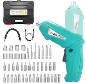 Small Electric Screwdriver, 3.7V Rechargeable Cordless Screwdriver with LED Light, Electric Screwdriver Kit Includes 45pcs Bit Set, USB Charging Cable, Carrying Case Small Electric Screwdriver, 3.7V Rechargeable Cordless Screwdriver with LED Light, Electric Screwdriver Kit Includes 45pcs Bit Set, USB Charging Cable, Carrying Case