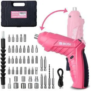 3.7V Cordless Power Electric Screwdriver Rechargeable Set, Battery Powered Screwdriver Kit Including 33PCS Bits, Pivoting Handle & Built-in LED Lights, Small Drills Cordless (Pink) 3.7V Cordless Power Electric Screwdriver Rechargeable Set, Battery Powered Screwdriver Kit Including 33PCS Bits, Pivoting Handle & Built-in LED Lights, Small Drills Cordless (Pink)