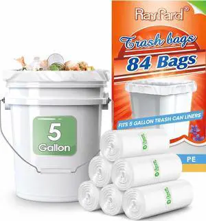 5 Gallon (fit 4.5-5.3 Gal) Small Strong Trash Bags Garbage Bags by , 84 Counts, 18-20 Liter trash Bin Liners for Home Office Kitchen Bathroom Bedroom, 5 Gallon Bucket Liner, Clear 5 Gallon (fit 4.5-5.3 Gal) Small Strong Trash Bags Garbage Bags by , 84 Counts, 18-20 Liter trash Bin Liners for Home Office Kitchen Bathroom Bedroom, 5 Gallon Bucket Liner, Clear