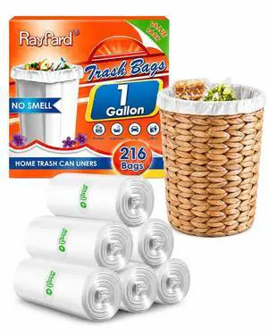 1 Gallon Small Trash Bags Garbage Bags by RayPard, 216 Counts, fit 0.5,0.8,1 Gal Waste Basket, 3-4.5 Liter mini Trash Can Liners for Home Office Kitchen Bathroom Bedroom, Clear 1 Gallon Small Trash Bags Garbage Bags by RayPard, 216 Counts, fit 0.5,0.8,1 Gal Waste Basket, 3-4.5 Liter mini Trash Can Liners for Home Office Kitchen Bathroom Bedroom, Clear