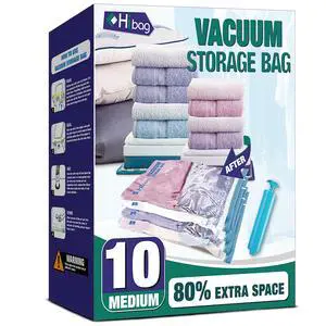 Vacuum Storage Bags, 10 Medium Space Saver Vacuum Seal Bags, Space Bags, Vacuum Sealer Bags for Clothes with Travel Hand Pump (10M) Vacuum Storage Bags, 10 Medium Space Saver Vacuum Seal Bags, Space Bags, Vacuum Sealer Bags for Clothes with Travel Hand Pump (10M)