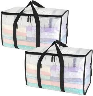 2-Pack Oversized Moving Bags with Reinforced Handles, Heavy-Duty Storage Tote for Clothes, Moving Supplies (Clear, 2-Pack) 2-Pack Oversized Moving Bags with Reinforced Handles, Heavy-Duty Storage Tote for Clothes, Moving Supplies (Clear, 2-Pack)