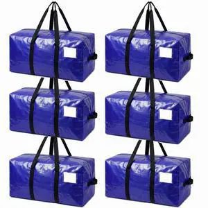 6 Pack Moving Bags Heavy Duty, Extra Large Storage Totes Bag with Zippers and Sturdy Handles, Packing Bags for Moving, Storage, Travel, Space Saving, Moving Boxes College Essentials Blue 6 Pack Moving Bags Heavy Duty, Extra Large Storage Totes Bag with Zippers and Sturdy Handles, Packing Bags for Moving, Storage, Travel, Space Saving, Moving Boxes College Essentials Blue