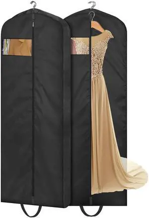 65" Long Garment Bags for Travel Dress Bags for Hanging Clothes 2 Packs Wedding Dress Cover Waterproof Clothes Protector for Closet Storage for Gowns, Tuxedos, Coats, Black 65" Long Garment Bags for Travel Dress Bags for Hanging Clothes 2 Packs Wedding Dress Cover Waterproof Clothes Protector for Closet Storage for Gowns, Tuxedos, Coats, Black