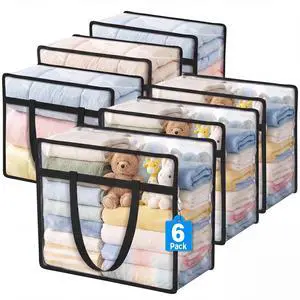 6 Pack Clear Storage Bags for Clothes, 40L Closet Organizers and Storage 6 Pack Clear Storage Bags for Clothes, 40L Closet Organizers and Storage