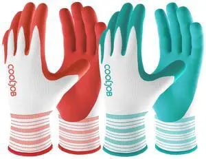 6 Pairs Gardening Gloves for Women Ladies, Breathable Rubber Coated for Yard Garden, Outdoor Indoor Protective Work with Grip, Medium Size, Red & Green 6 Pairs Gardening Gloves for Women Ladies, Breathable Rubber Coated for Yard Garden, Outdoor Indoor Protective Work with Grip, Medium Size, Red & Green