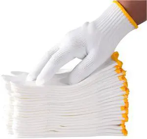 Unisex white cotton polyester knitted safety gloves,for gardening,warehouse,cooking work (12) Unisex white cotton polyester knitted safety gloves,for gardening,warehouse,cooking work (12)