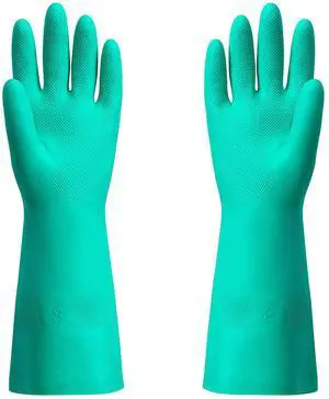 Chemical Resistant Nitrile Gloves, Resist Household Acid, Alkali, Solvent and Oil, Latex Rubber Free, 1 Pair Medium Chemical Resistant Nitrile Gloves, Resist Household Acid, Alkali, Solvent and Oil, Latex Rubber Free, 1 Pair Medium