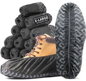 50 Pack Shoe Covers Disposable Non-Slip, Black Non-Woven Fabric Boot Covers, Stretchable Fits Up to Size 13 US Men (Black, 50 Pack) 50 Pack Shoe Covers Disposable Non-Slip, Black Non-Woven Fabric Boot Covers, Stretchable Fits Up to Size 13 US Men (Black, 50 Pack)