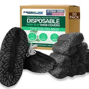 Non-Slip Shoe Covers Disposable, 50 Pack Black, One Size Fits Most Booties Non-Slip Shoe Covers Disposable, 50 Pack Black, One Size Fits Most Booties