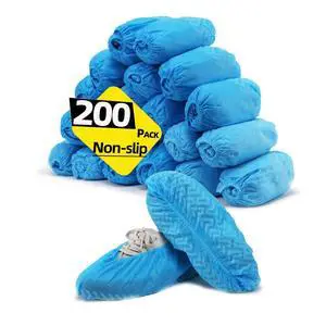 Shoe Covers Disposable Non Slip-200 Pack(100 Pairs), Large And Durable Booties Shoes Covers For Indoors, Non-Woven Fabric, 16.2X6.7In (Blue 200 pack) Shoe Covers Disposable Non Slip-200 Pack(100 Pairs), Large And Durable Booties Shoes Covers For Indoors, Non-Woven Fabric, 16.2X6.7In (Blue 200 pack)