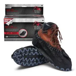 Steel Boot and Shoe Covers, Tough, Easy On, Fits Over Boots, Improved Grip, Value Pack, 12 Pairs Per Box Steel Boot and Shoe Covers, Tough, Easy On, Fits Over Boots, Improved Grip, Value Pack, 12 Pairs Per Box