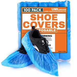 Brand Disposable Shoe Covers, Waterproof Non Slip Booties, 100 Pack Brand Disposable Shoe Covers, Waterproof Non Slip Booties, 100 Pack