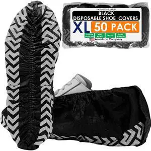 50 Pack (25 Pairs) Black Extra Large Disposable Boot and Shoe Covers Disposable - Indoors Reusable Booties for Shoes Covers - Non Slip Treads - Fits US Men's 14 and Women's 16 50 Pack (25 Pairs) Black Extra Large Disposable Boot and Shoe Covers Disposable - Indoors Reusable Booties for Shoes Covers - Non Slip Treads - Fits US Men's 14 and Women's 16