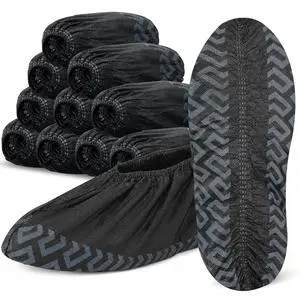 100/200 Pcs Shoe Covers Disposable Non-Slip, Reusable Shoe Covers for Indoors, Thick Printed Breathable Boot Covers for Home, Real Estate, Work (L/XL) (Black, 100 Pack(L)) 100/200 Pcs Shoe Covers Disposable Non-Slip, Reusable Shoe Covers for Indoors, Thick Printed Breathable Boot Covers for Home, Real Estate, Work (L/XL) (Black, 100 Pack(L))