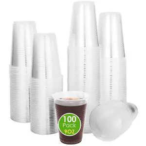 100 Pack 9 Oz Clear Plastic Cups, Clear cups, Disposable Cups, Disposable Drinking Cups, Water Party Cups for Home Office party 100 Pack 9 Oz Clear Plastic Cups, Clear cups, Disposable Cups, Disposable Drinking Cups, Water Party Cups for Home Office party
