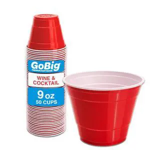 9 oz Plastic Party Cups for Wine & Cocktails - 50 Count Disposable Plastic Cups for Alcohol 9 oz Plastic Party Cups for Wine & Cocktails - 50 Count Disposable Plastic Cups for Alcohol