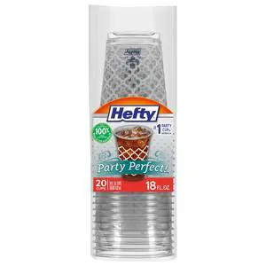 Hefty Party Perfect Printed Clear Plastic Cups, 18 Ounce, 20 Count Hefty Party Perfect Printed Clear Plastic Cups, 18 Ounce, 20 Count