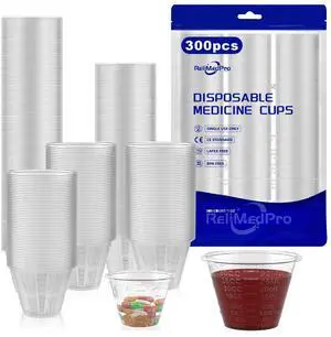 Disposable Medicine Cups Graduated, pack of 300, 1 oz (30ml) Small Plastic Measuring Cup for Liquid Medication, Paint, Epoxy, Pill and Resin Disposable Medicine Cups Graduated, pack of 300, 1 oz (30ml) Small Plastic Measuring Cup for Liquid Medication, Paint, Epoxy, Pill and Resin