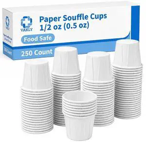 Paper Souffle Cups 0.5 oz (250 Pack) Disposable Portion Cups for Medication, Pills, Condiments, Food Tasting & Dessert Samples Paper Souffle Cups 0.5 oz (250 Pack) Disposable Portion Cups for Medication, Pills, Condiments, Food Tasting & Dessert Samples