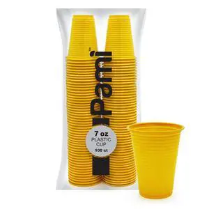 100-Pack 7oz Yellow Disposable Cups Plastic Cups for Parties, Bpa-Free, Ideal for Cold Drinks 100-Pack 7oz Yellow Disposable Cups Plastic Cups for Parties, Bpa-Free, Ideal for Cold Drinks