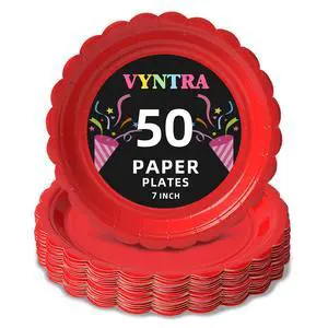 50 Pcs Red Paper Plates 7 Inch, Disposable Dessert Plates for Christmas Holiday Parties, Labor Day, Patriotic Events, Birthdays, Weddings & Party Supplies 50 Pcs Red Paper Plates 7 Inch, Disposable Dessert Plates for Christmas Holiday Parties, Labor Day, Patriotic Events, Birthdays, Weddings & Party Supplies