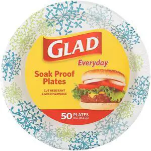 Glad Everyday Round Paper Plates, Blue Hydrangea Print Disposable Dinner Plates for Meals and Parties, Soak Proof and Cut Resistant, Microwave Safe Tabletop, 10 Inch, 50 Count Glad Everyday Round Paper Plates, Blue Hydrangea Print Disposable Dinner Plates for Meals and Parties, Soak Proof and Cut Resistant, Microwave Safe Tabletop, 10 Inch, 50 Count