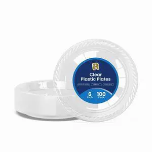 100 Pack 6 Inch Clear Plastic Plates - Heavy Duty Small Dessert Plates - Microwavable Small Appetizer Plates - Premium 6 inch Disposable Plates 100 Pack 6 Inch Clear Plastic Plates - Heavy Duty Small Dessert Plates - Microwavable Small Appetizer Plates - Premium 6 inch Disposable Plates