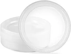 40 Pack Clear Plastic Plates 9 Inch Durable Disposable Plastic Dinner Plates for Parties Events BBQ 40 Pack Clear Plastic Plates 9 Inch Durable Disposable Plastic Dinner Plates for Parties Events BBQ