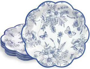 30 Pcs Blue Floral Paper Plates, 7 Inch Tea Party Plates Vintage Chinoiserie Flower Plate Disposable Blue and White Dessert Plate for Spring Garden Party Baby & Bridal Shower Birthday Wedding 30 Pcs Blue Floral Paper Plates, 7 Inch Tea Party Plates Vintage Chinoiserie Flower Plate Disposable Blue and White Dessert Plate for Spring Garden Party Baby & Bridal Shower Birthday Wedding