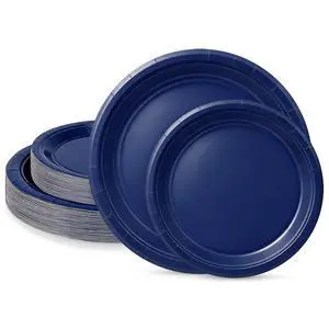 50 Pcs Navy Blue Paper Plates, 25 Pcs 9 Inch and 25 Pcs 7 Inch Disposable Dessert Plates for Valentines,Tea Party, Baby Shower, Birthday, Wedding, Graduation, Picnic, BBQ, Party 50 Pcs Navy Blue Paper Plates, 25 Pcs 9 Inch and 25 Pcs 7 Inch Disposable Dessert Plates for Valentines,Tea Party, Baby Shower, Birthday, Wedding, Graduation, Picnic, BBQ, Party