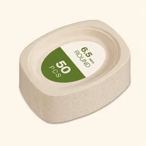 Compostable Plates, 6.5 Inch, Sugarcane Fiber, Heavy Duty, 50 Pack Compostable Plates, 6.5 Inch, Sugarcane Fiber, Heavy Duty, 50 Pack