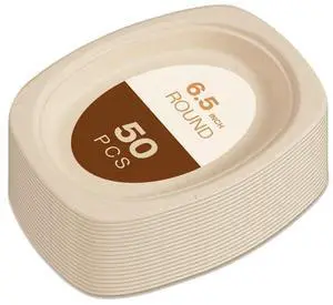 Disposable Plates - Oval Compostable Paper Plates 6.5-inch - Made from Renewable Sugarcane Fiber - For Home, Catering, Schools, Healthcare Facilities - Pack of 50 Disposable Plates - Oval Compostable Paper Plates 6.5-inch - Made from Renewable Sugarcane Fiber - For Home, Catering, Schools, Healthcare Facilities - Pack of 50