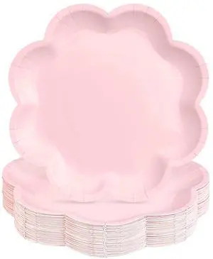 30 Pcs Pink Paper Plates 9 Inch, Pink Scalloped Dinner Paper Plates, Disposable Pink Dessert Cake Party Plates for Baby Shower, Wedding, Bridal Shower, Girls Birthday 30 Pcs Pink Paper Plates 9 Inch, Pink Scalloped Dinner Paper Plates, Disposable Pink Dessert Cake Party Plates for Baby Shower, Wedding, Bridal Shower, Girls Birthday