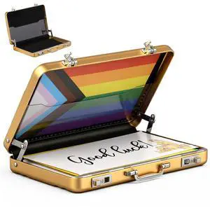 Mini Briefcase Metal Business Card Holder Case - Aluminum Postcard Box Portable, Gold Small Briefcases Gift with Waterproof Pocket Credit Holder for Professional Women Men's Cards & ID Organizer Mini Briefcase Metal Business Card Holder Case - Aluminum Postcard Box Portable, Gold Small Briefcases Gift with Waterproof Pocket Credit Holder for Professional Women Men's Cards & ID Organizer