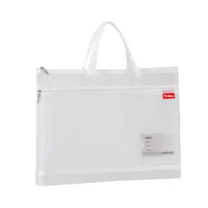 Mesh Zipper Pouch A4 Size, Large Double Pocket Lightweight Nylon Transparent File Bag with Handle, 11x13.8 in Foldable Document Storage for Puzzle Project/Cross Stitch/Travel/Office (White) Mesh Zipper Pouch A4 Size, Large Double Pocket Lightweight Nylon Transparent File Bag with Handle, 11x13.8 in Foldable Document Storage for Puzzle Project/Cross Stitch/Travel/Office (White)